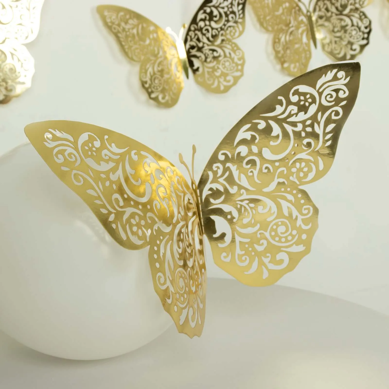 10 Pack Metallic Gold Foil Large 3D Butterfly Wall Stickers, 9"x14" Butterfly Paper Charger Placemat