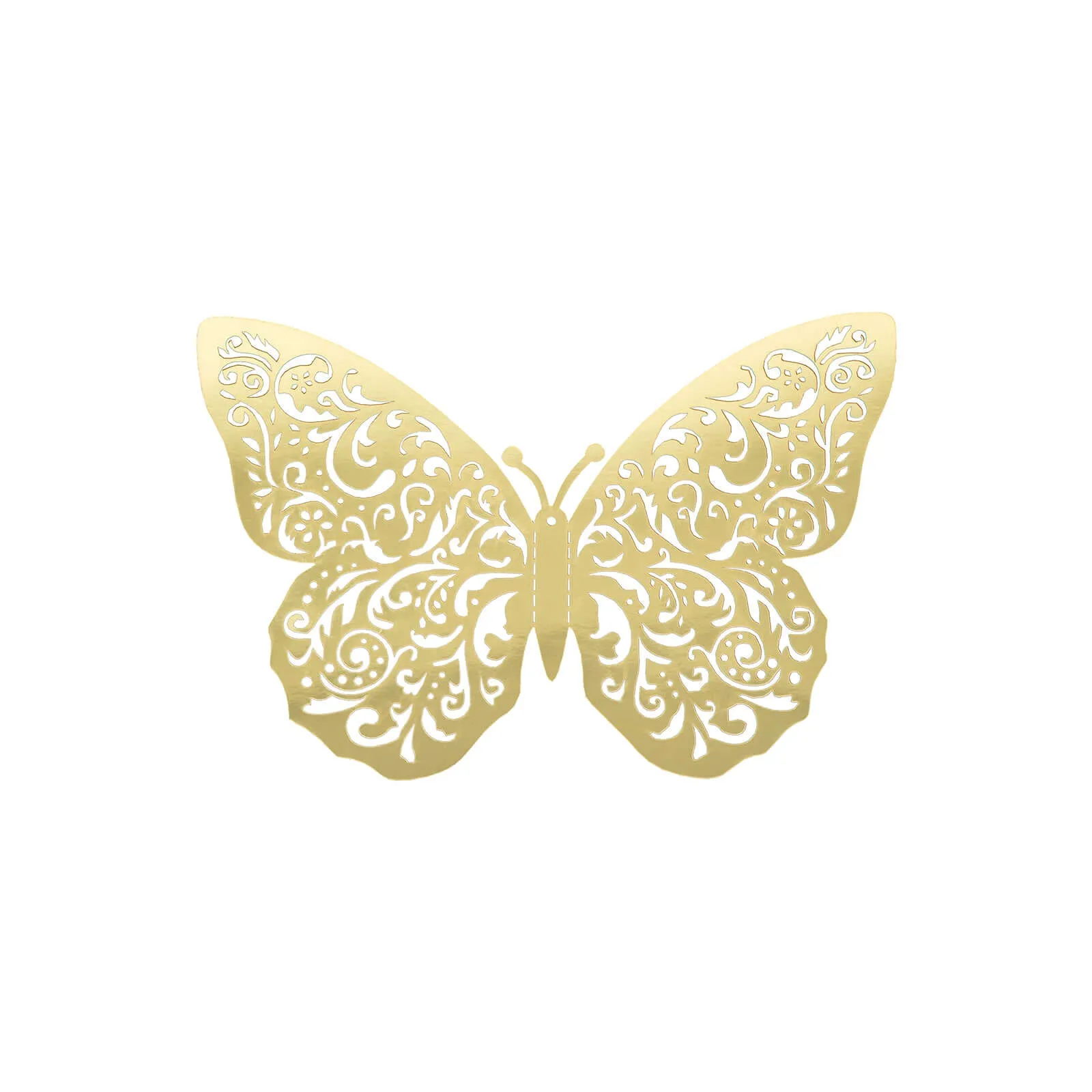 10 Pack Metallic Gold Foil Large 3D Butterfly Wall Stickers, 9"x14" Butterfly Paper Charger Placemat