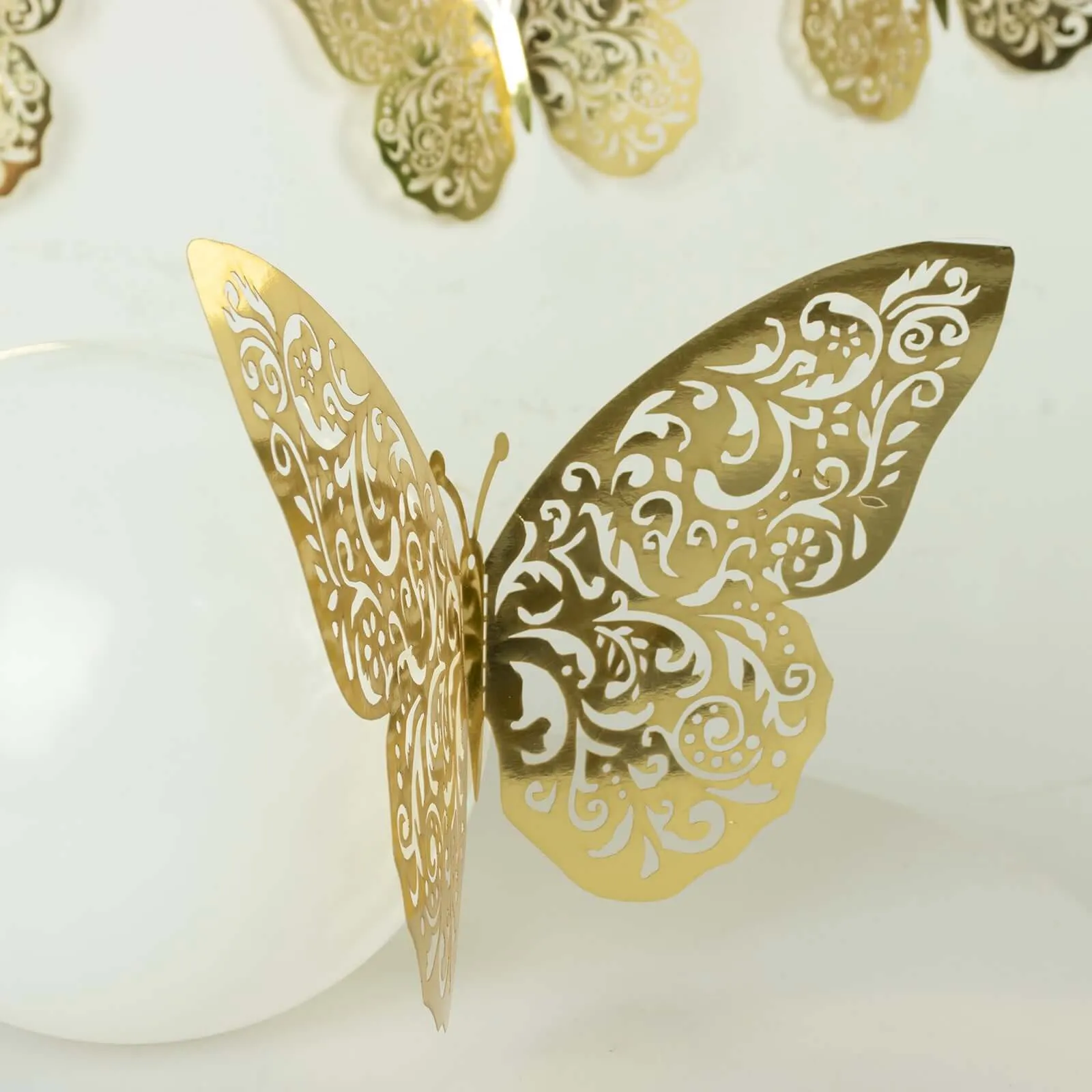 10 Pack Metallic Gold Foil Large 3D Butterfly Wall Stickers, 9"x14" Butterfly Paper Charger Placemat