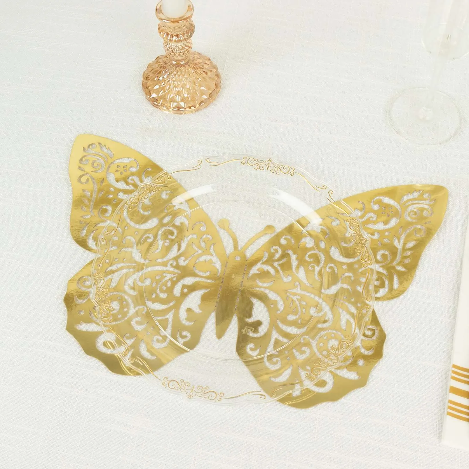 10 Pack Metallic Gold Foil Large 3D Butterfly Wall Stickers, 9"x14" Butterfly Paper Charger Placemat