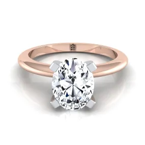 14K Rose Gold Oval  Classic Low Base Solitaire Engagement Ring