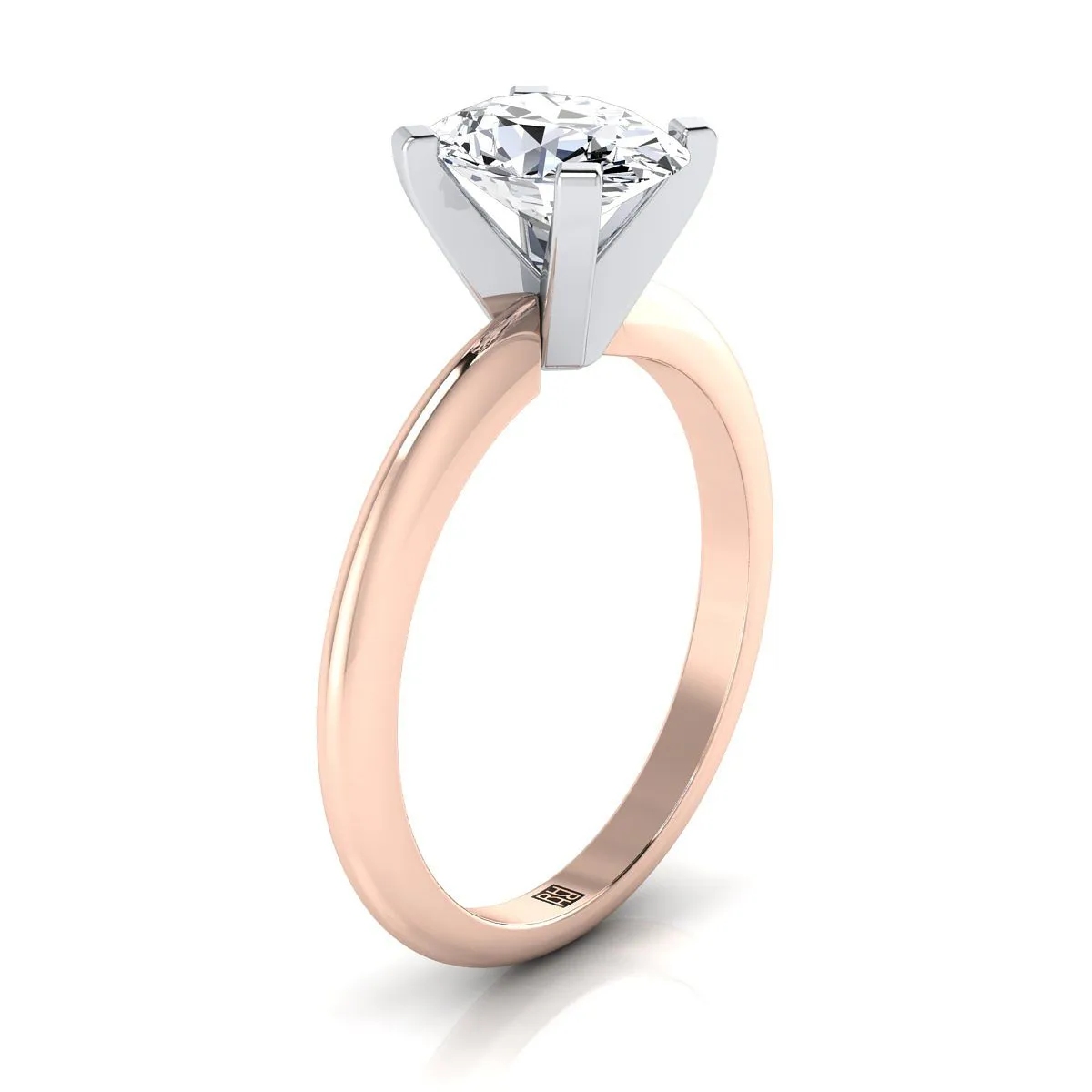 14K Rose Gold Oval  Classic Low Base Solitaire Engagement Ring