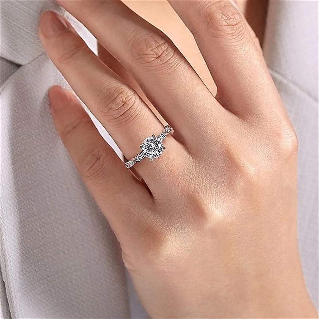 14K White Gold 'Dariella' Classic Round Diamond Engagement Ring