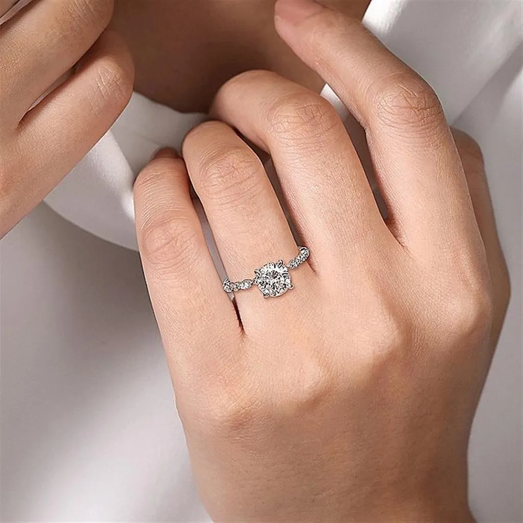 14K White 'Lanna' Classic Round Diamond Engagement Ring