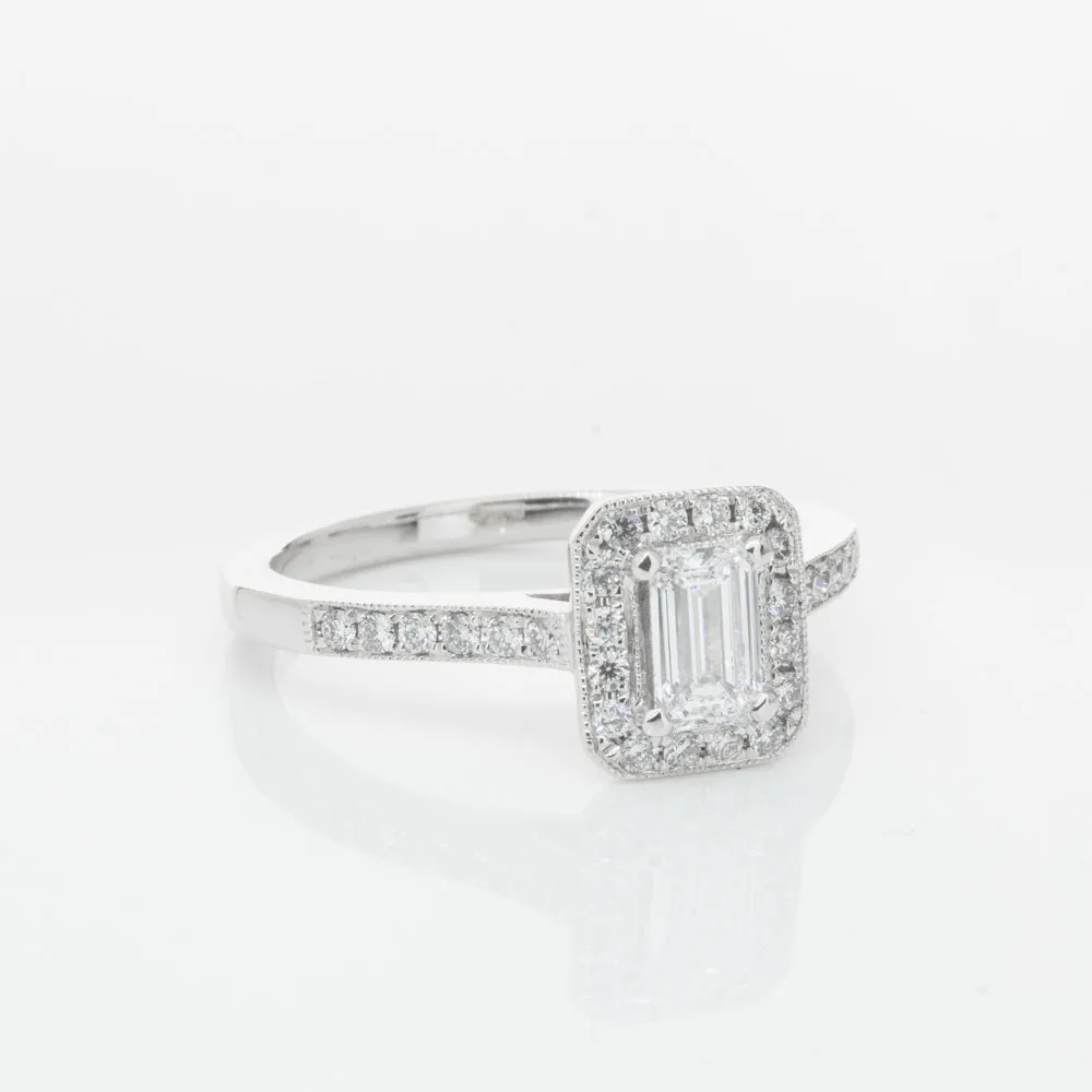 18ct White Gold .40ct Emerald Cut Diamond Aria Ring