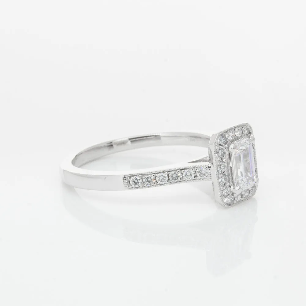 18ct White Gold .40ct Emerald Cut Diamond Aria Ring