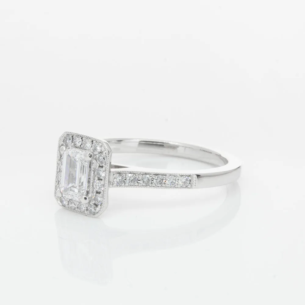 18ct White Gold .40ct Emerald Cut Diamond Aria Ring