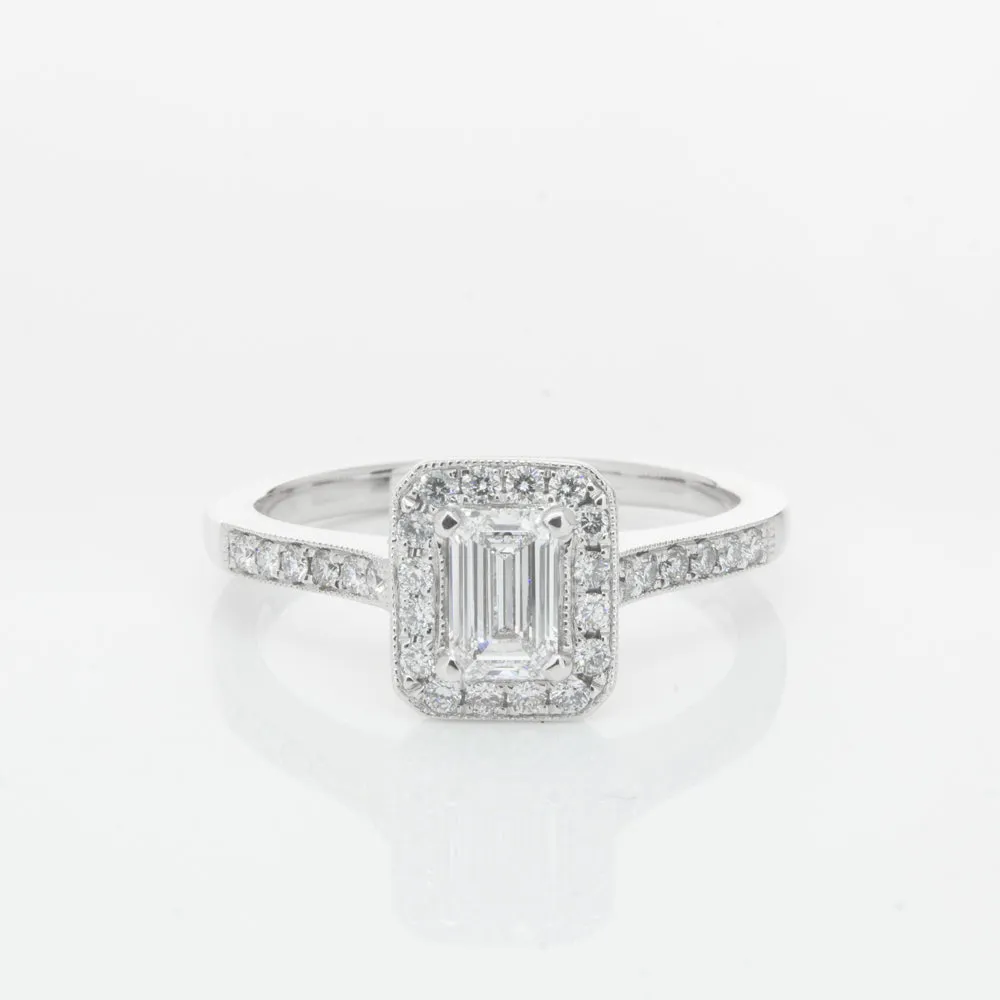 18ct White Gold .40ct Emerald Cut Diamond Aria Ring