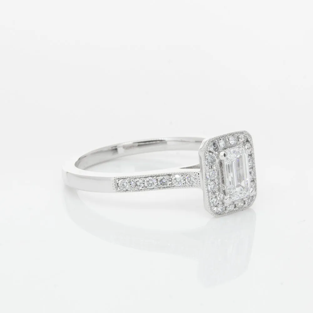 18ct White Gold .40ct Emerald Cut Diamond Aria Ring