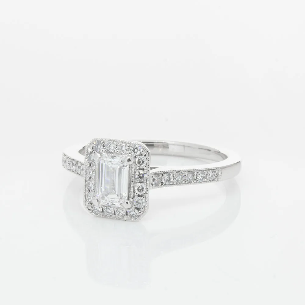 18ct White Gold .40ct Emerald Cut Diamond Aria Ring