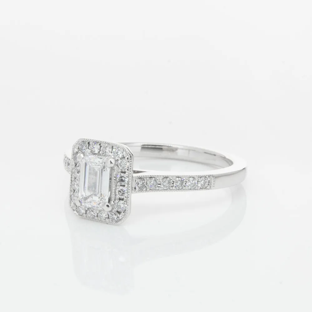 18ct White Gold .40ct Emerald Cut Diamond Aria Ring