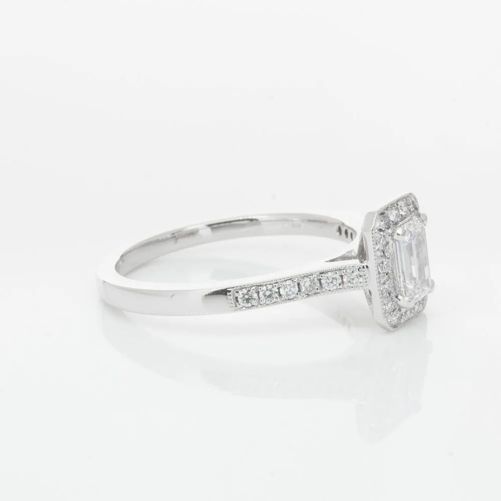 18ct White Gold .40ct Emerald Cut Diamond Aria Ring