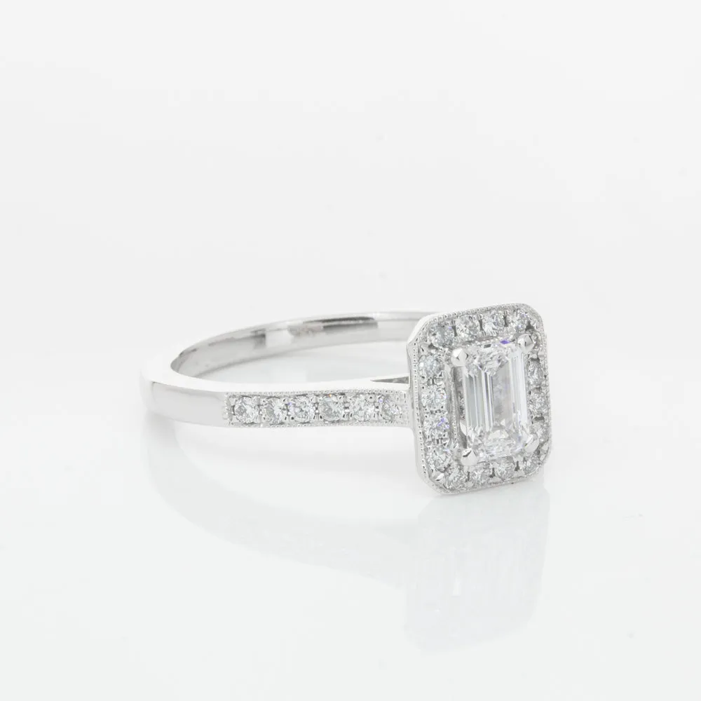 18ct White Gold .40ct Emerald Cut Diamond Aria Ring