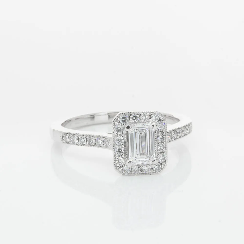 18ct White Gold .40ct Emerald Cut Diamond Aria Ring