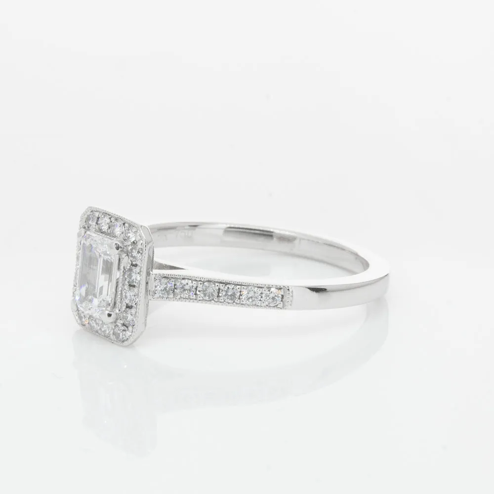 18ct White Gold .40ct Emerald Cut Diamond Aria Ring