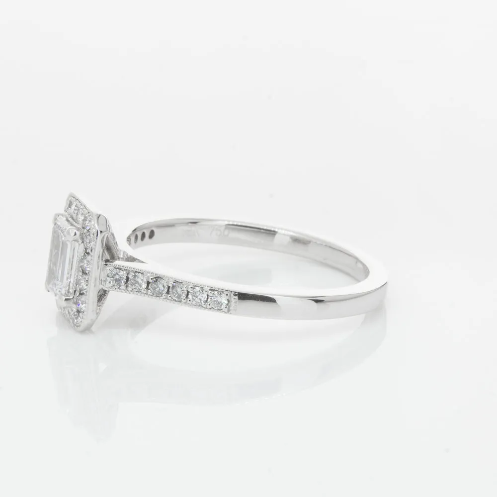 18ct White Gold .40ct Emerald Cut Diamond Aria Ring