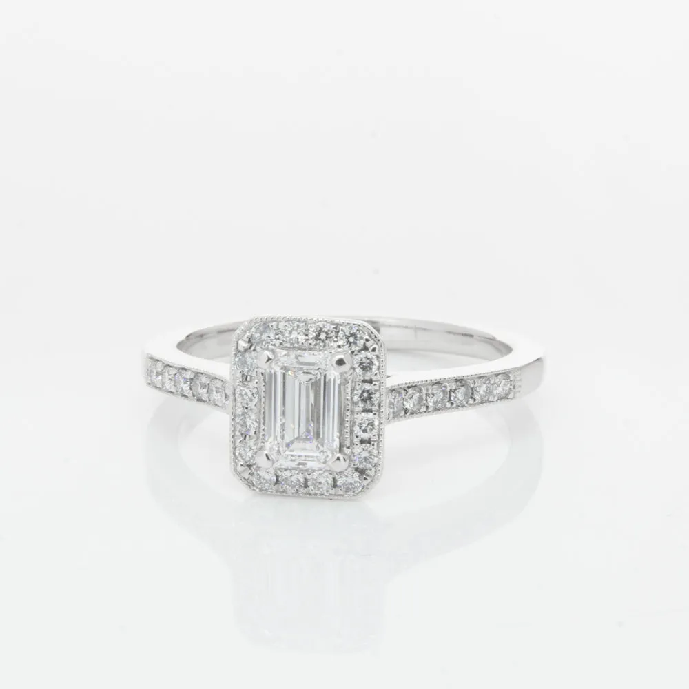 18ct White Gold .40ct Emerald Cut Diamond Aria Ring