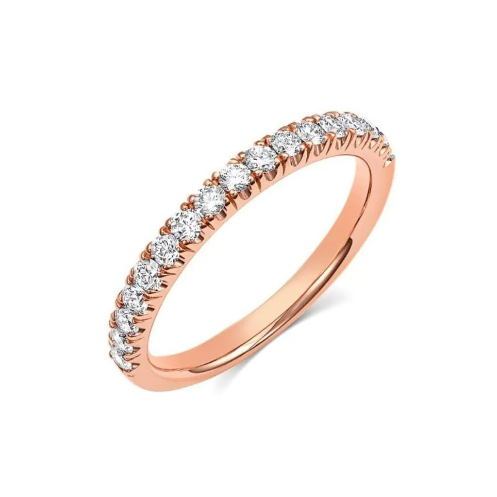 18kt Pink Gold Half Pavè Diamond Band