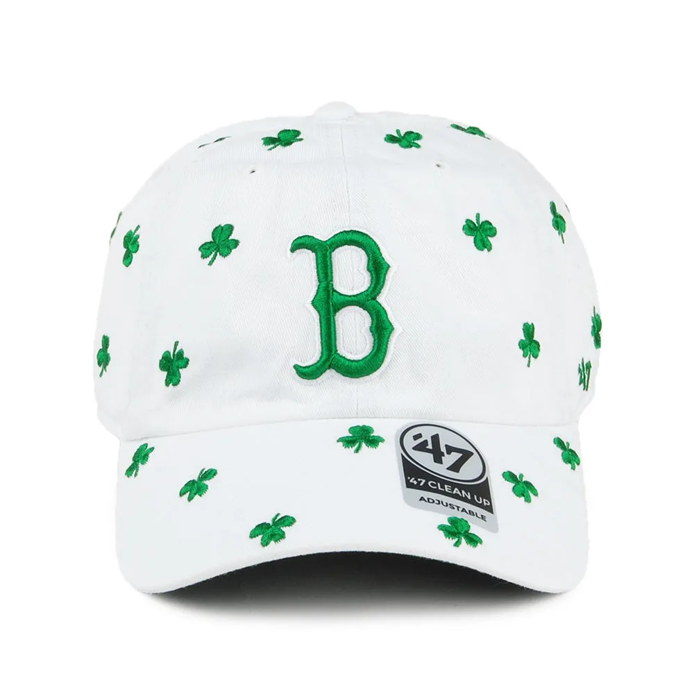 47 Brand St. Patrick's Clover Boston Red Sox Baseball Cap - Clean Up - White-Green