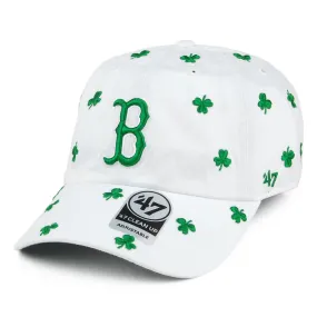 47 Brand St. Patrick's Clover Boston Red Sox Baseball Cap - Clean Up - White-Green