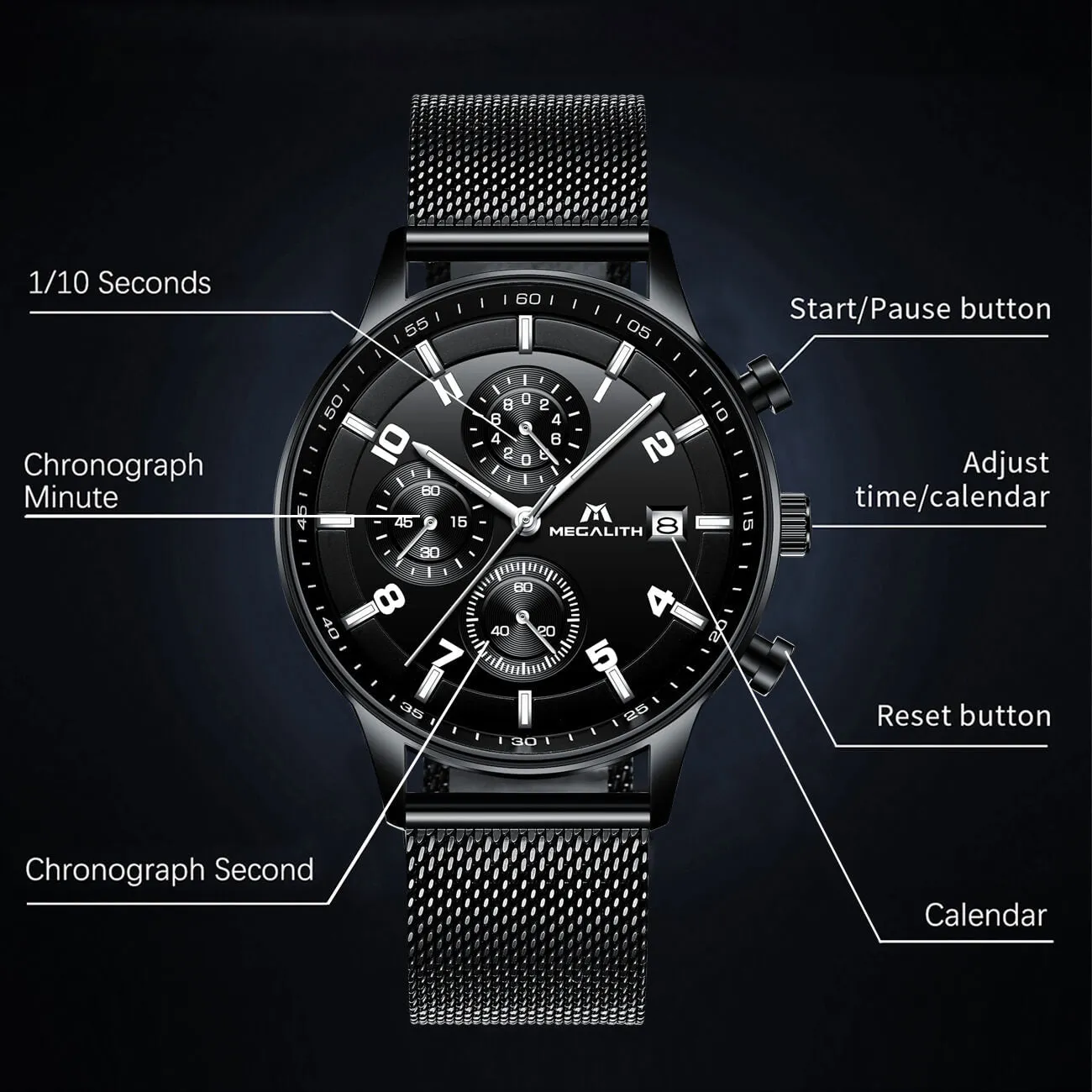 8003M | Quartz Men Watch | Mesh Band