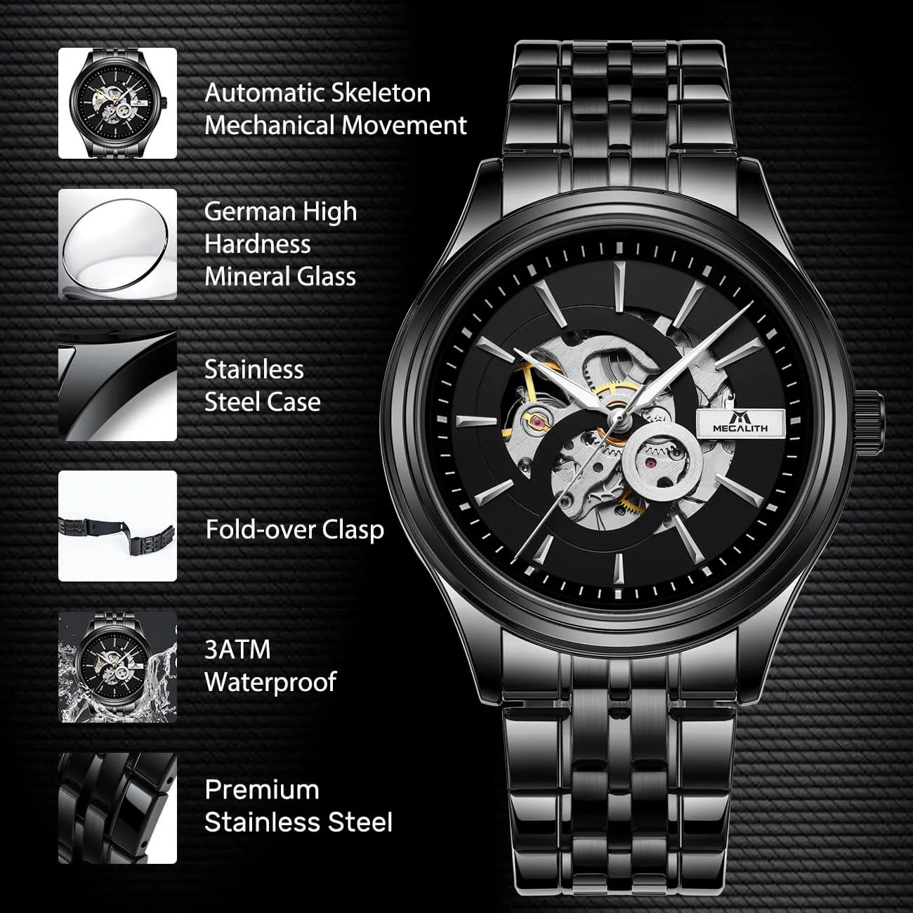 8079M | Mechanical Men Watch | Stainless Steel Band