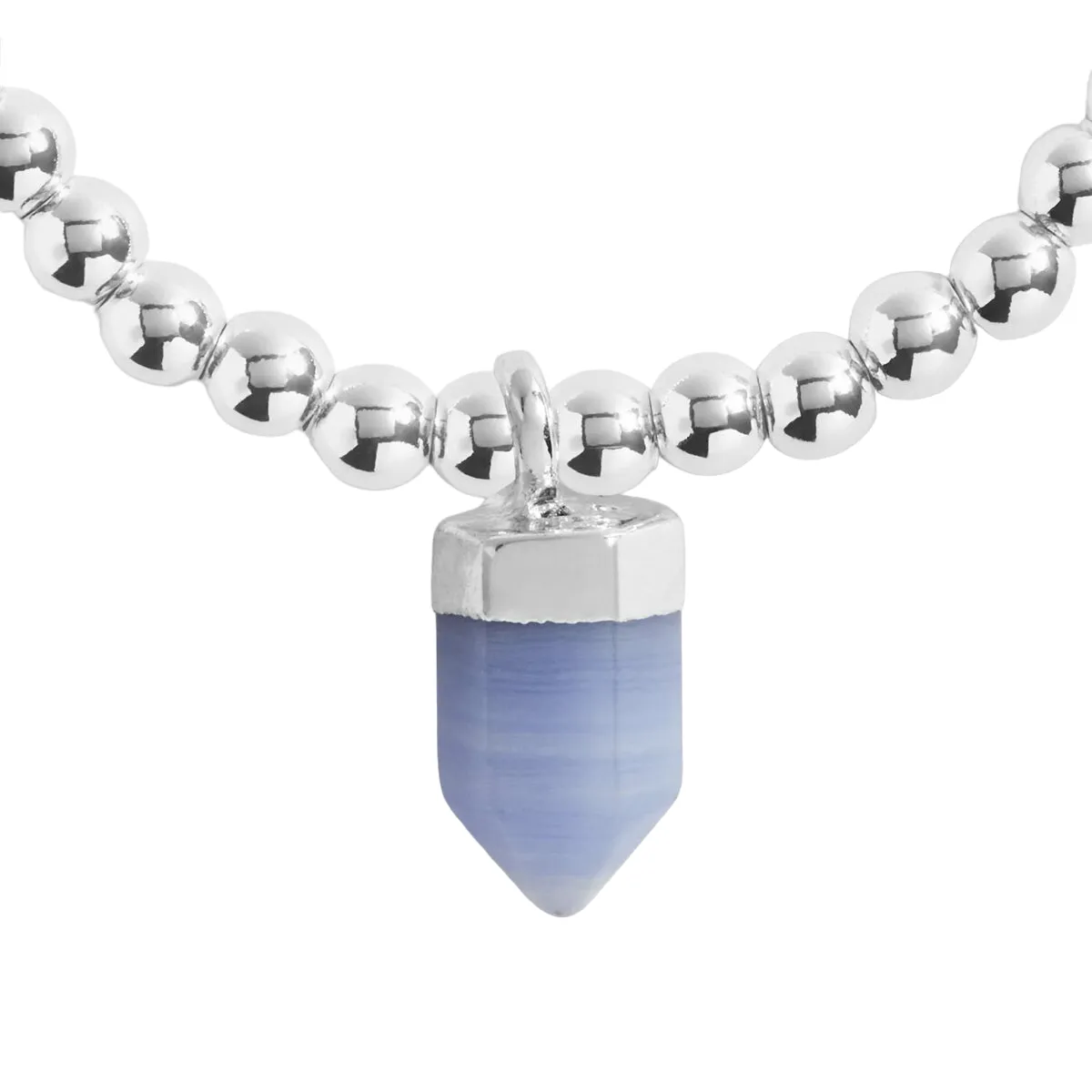 A Little 'Mindfulness' Affirmation Crystal Bracelet | Silver Plated with Blue Agate