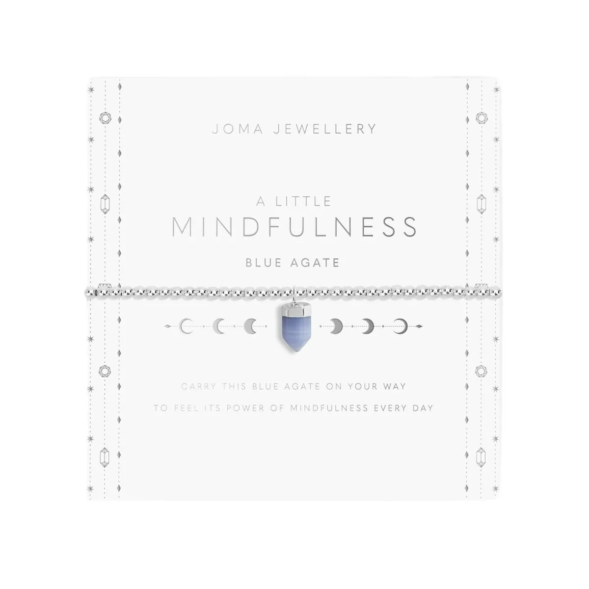 A Little 'Mindfulness' Affirmation Crystal Bracelet | Silver Plated with Blue Agate