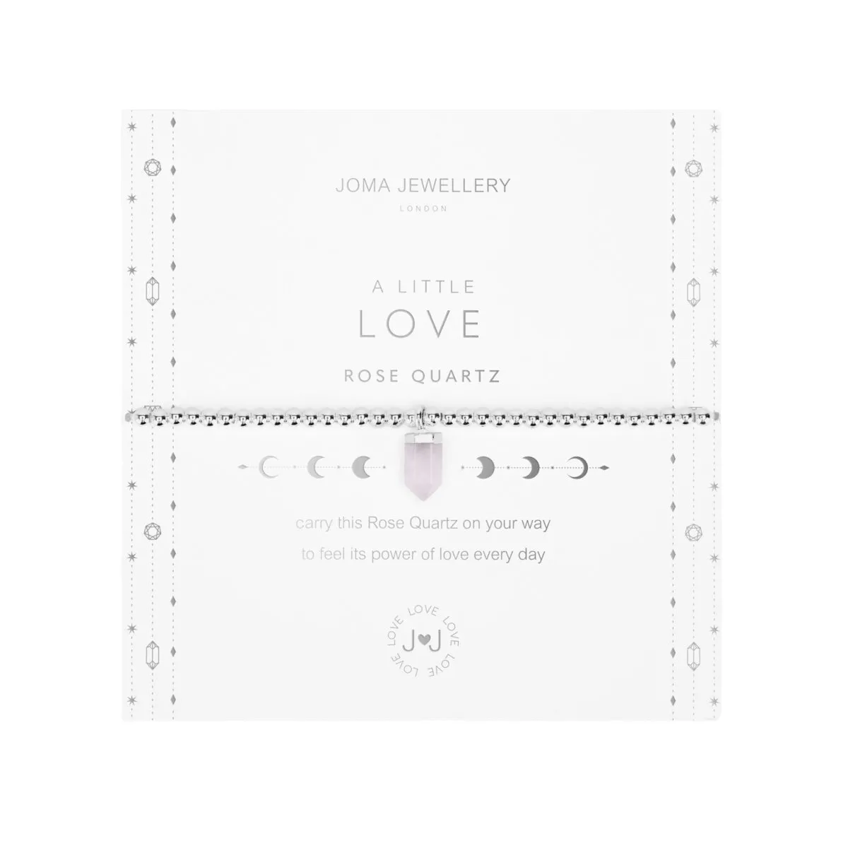 Affirmation Crystal 'Love' Bracelet | Silver Plated with Rose Quartz