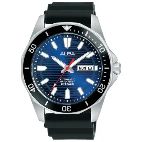 Alba Mechanical Blue Patterned Dial Silicone Strap Men's Watch| AL4465