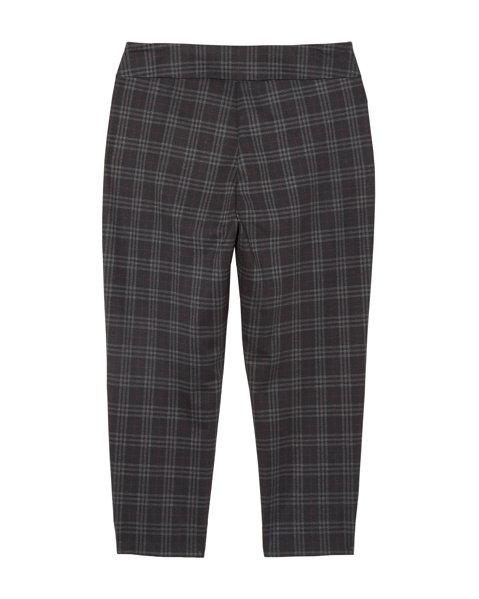 Alba Patterned Slim Compression Ankle Pant | Charcoal Grey / Burgundy