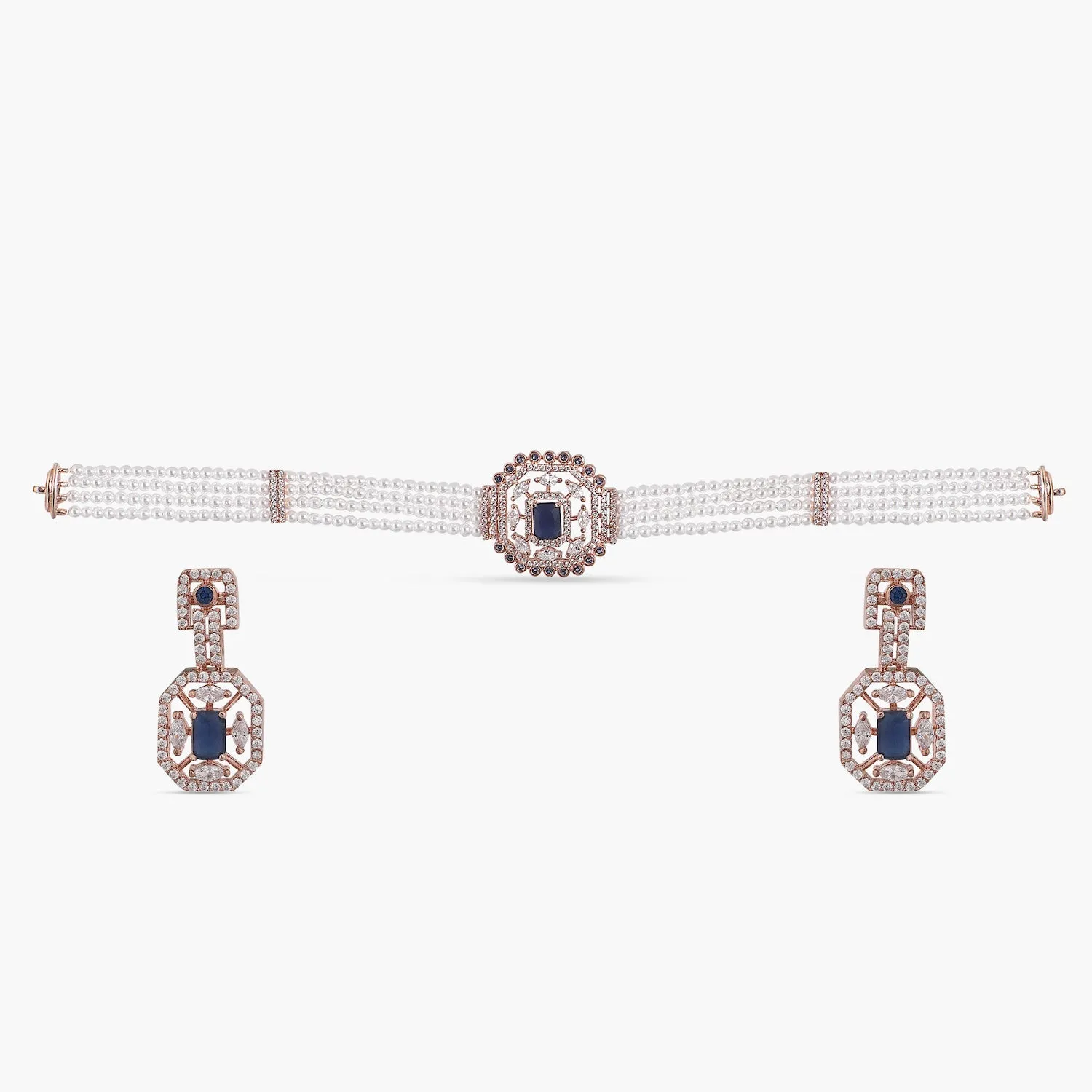 Aleena CZ Pearl Beads Choker Set