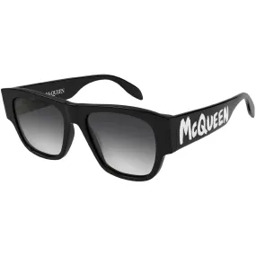 Alexander McQueen Men's Sunglasses Fall Winter Black Grey CR 39 CR 39 Shiny AM0328S 001