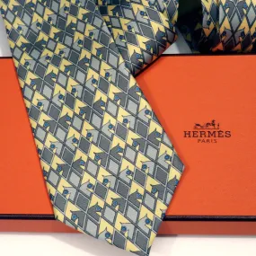 Authentic Pre-Owned Hermes Silk Tie 7210 UA with Bergdorf Goodman Tag