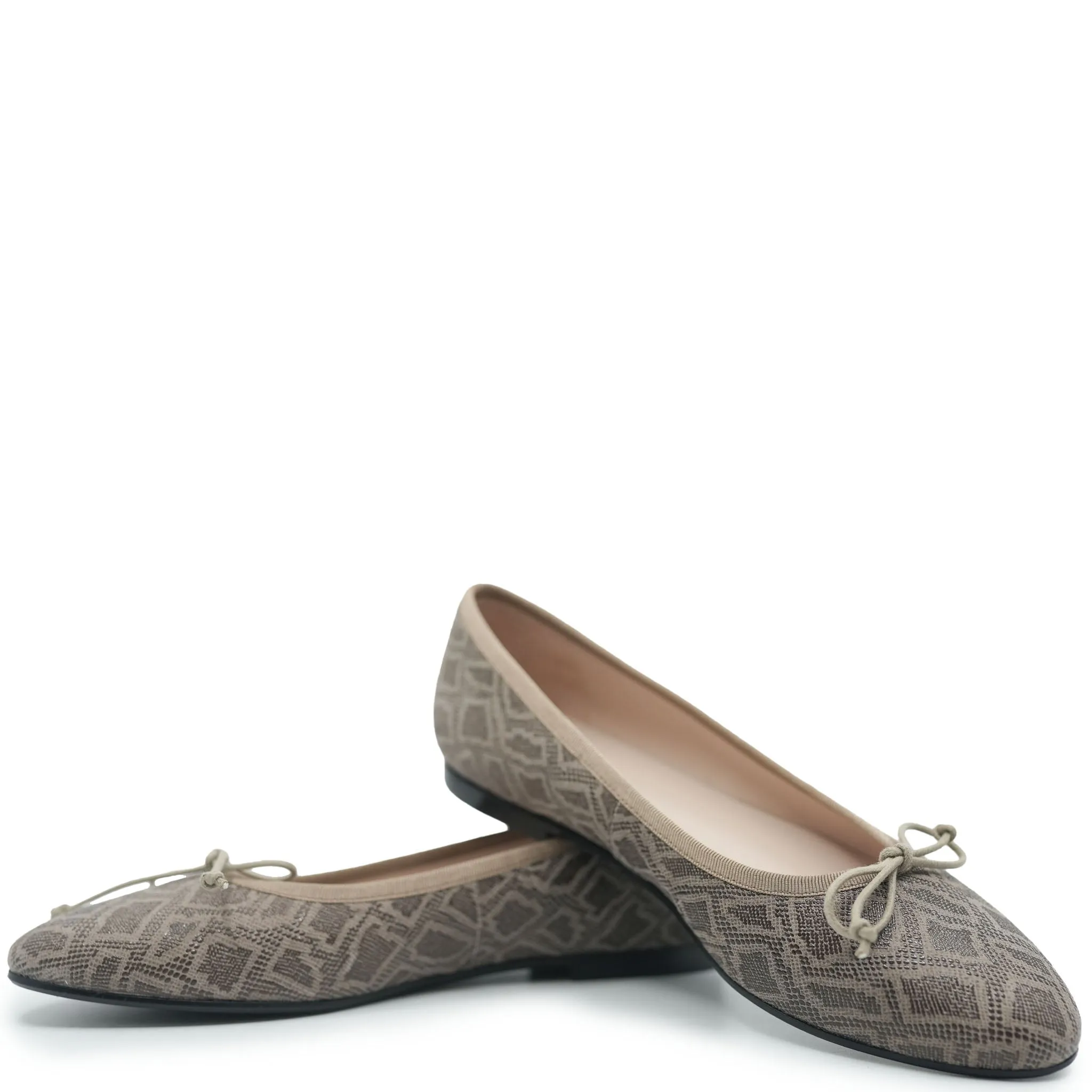 Beberlis Taupe Snake Textured Ballet Flat