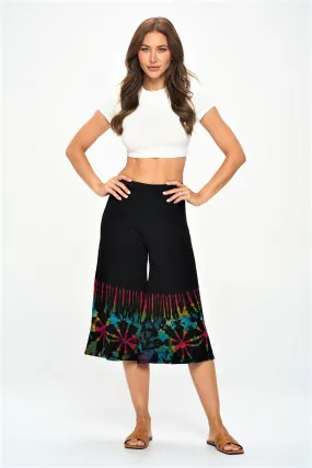 Capri Pants ~ Black with Tie-Dye