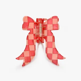 Checkered Red Bow Claw Clip