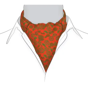 Chokor Red & Green Bird print Silk Cravat