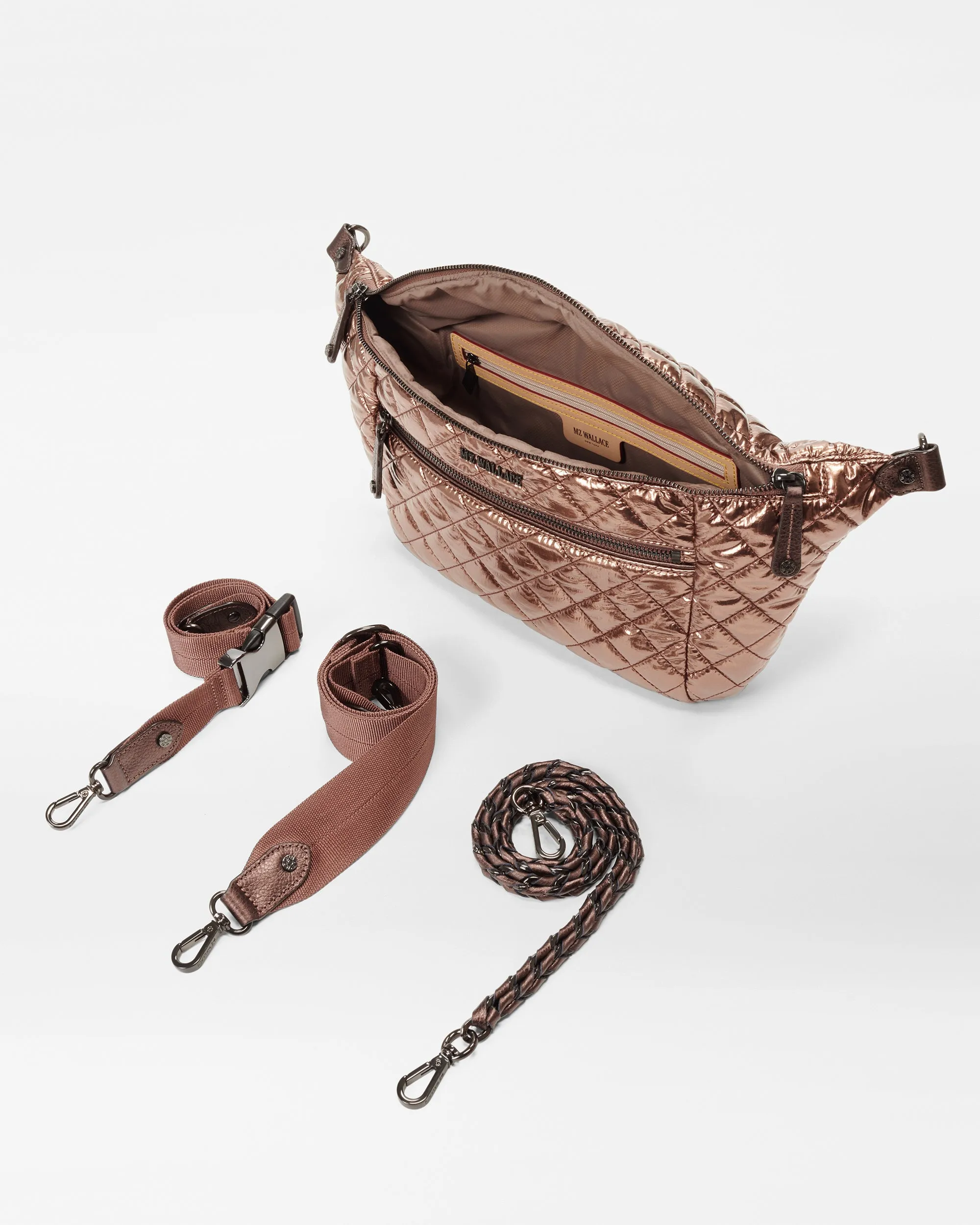 Copper Metallic Lacquer Crosby Crossbody Sling Bag