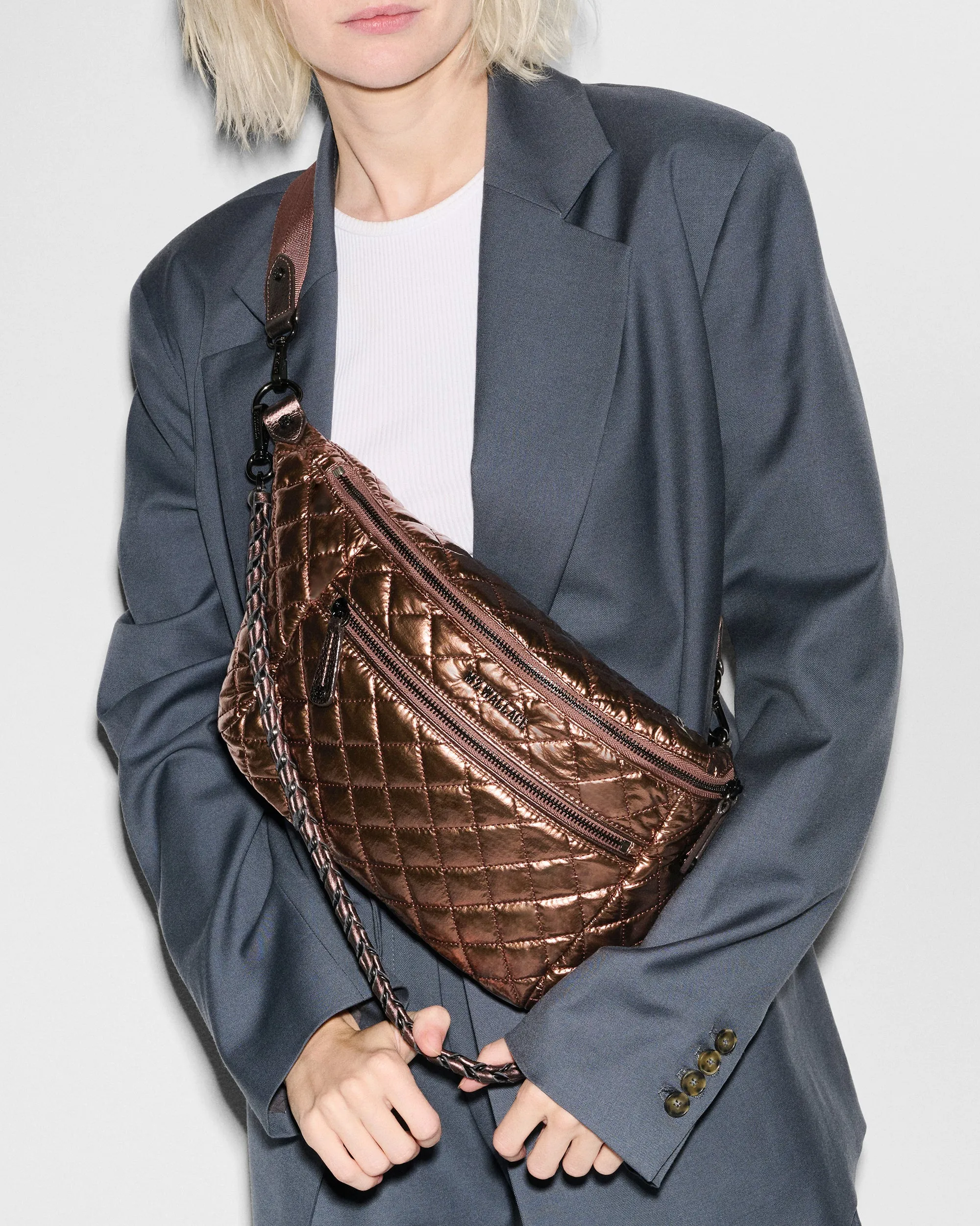 Copper Metallic Lacquer Crosby Crossbody Sling Bag