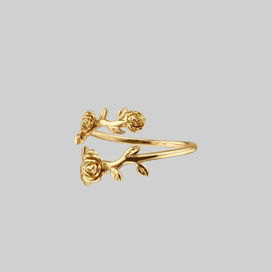 DAMASK. Rose Foliage Wrap Ring - Gold