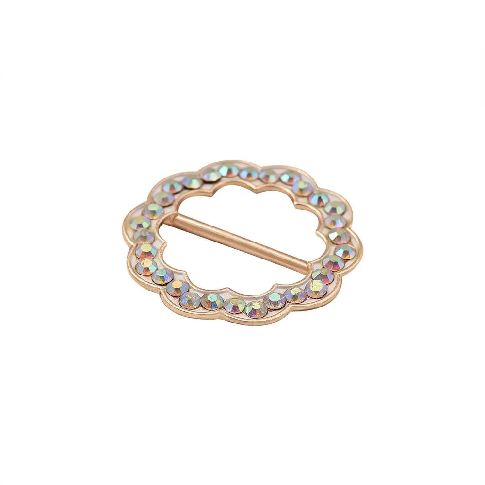 Decorative Shiny Iridescent White Scalloped Edges Diamond Buckle