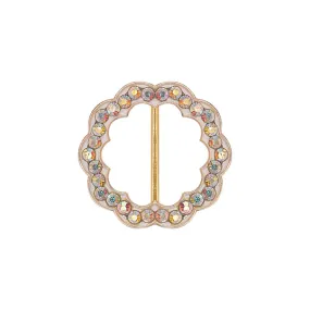 Decorative Shiny Iridescent White Scalloped Edges Diamond Buckle