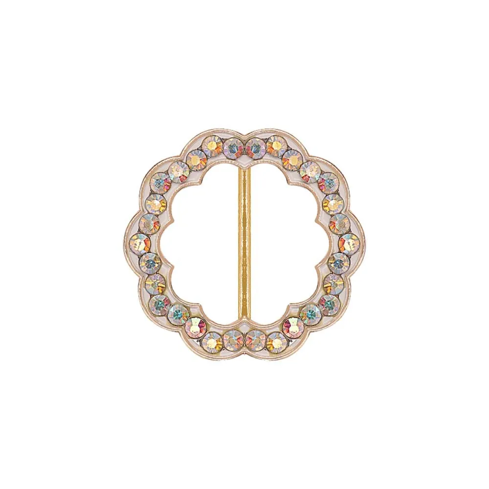 Decorative Shiny Iridescent White Scalloped Edges Diamond Buckle