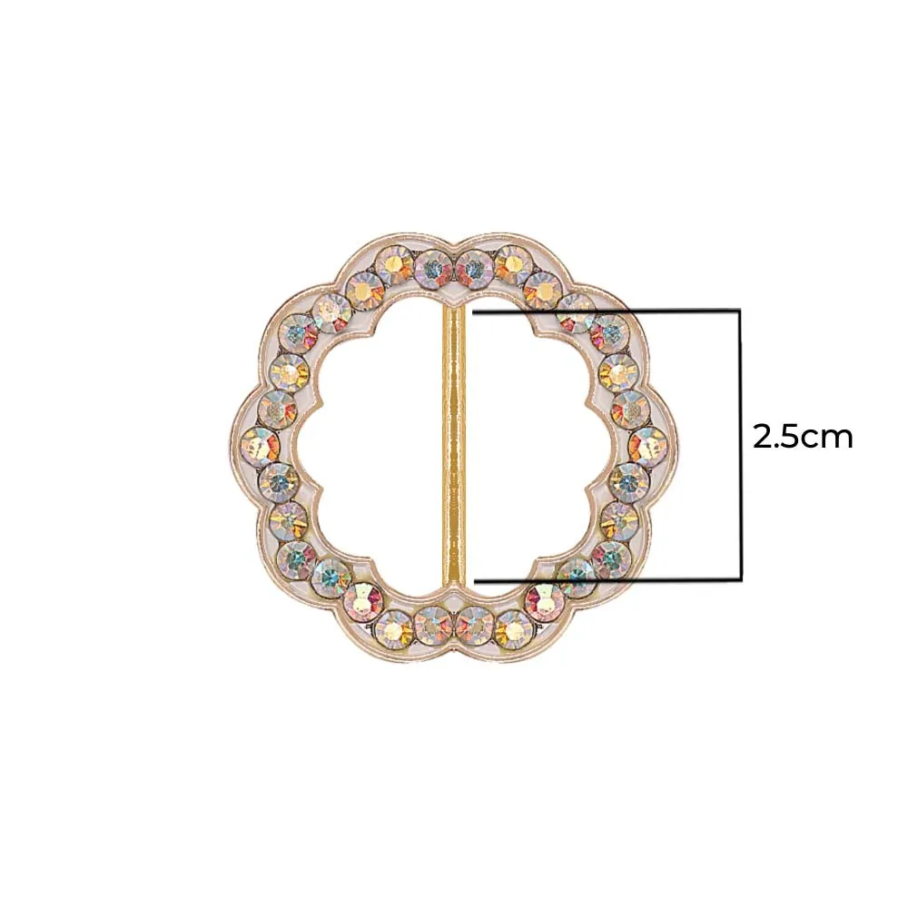 Decorative Shiny Iridescent White Scalloped Edges Diamond Buckle