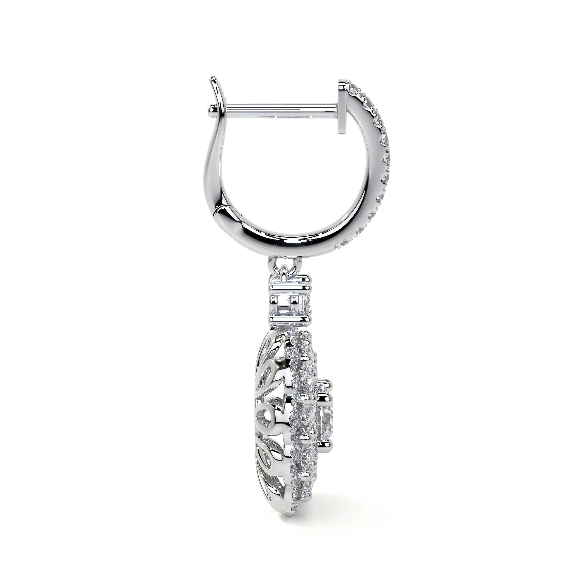 Drop Cluster Diamond Earrings with Halo