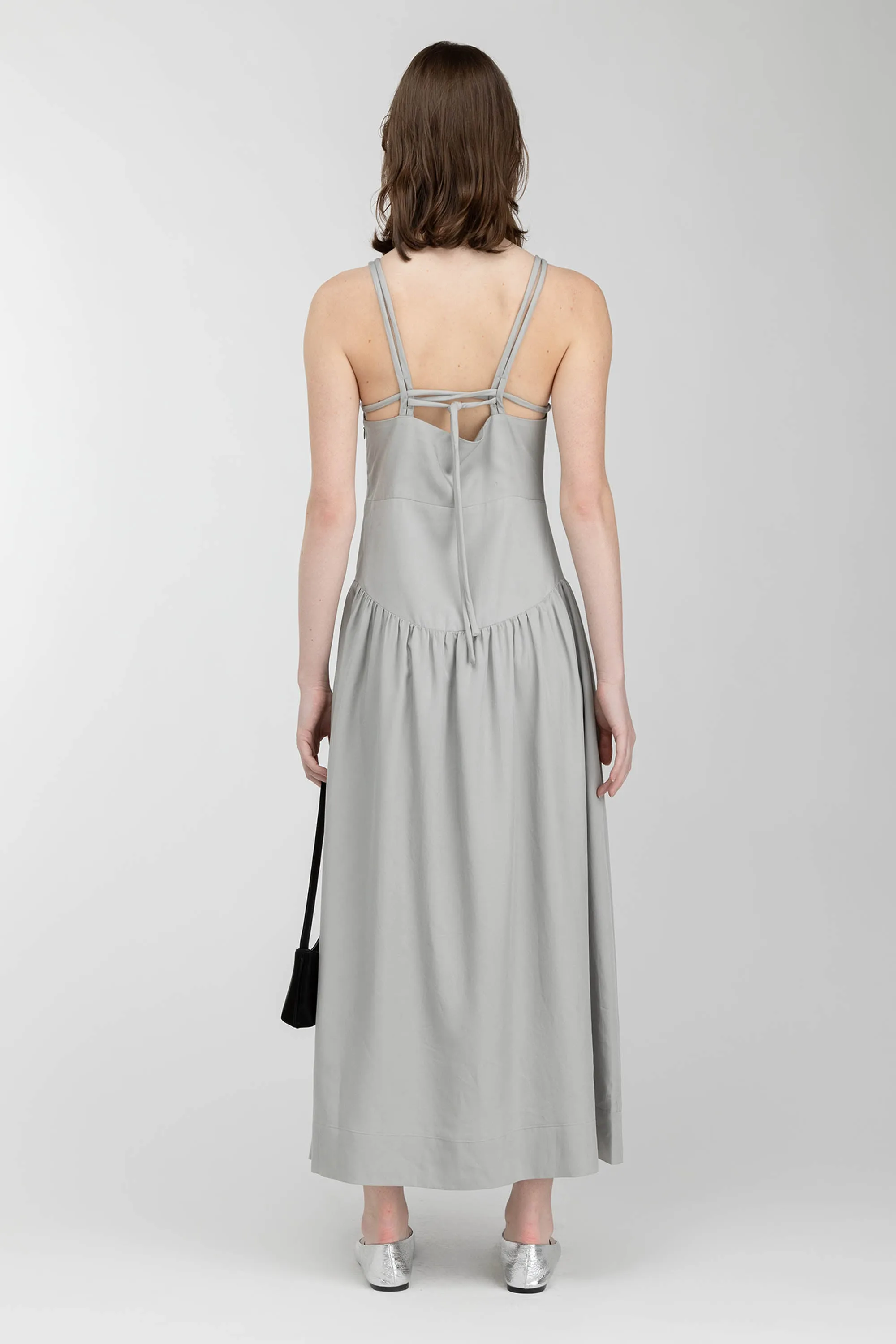 DROP-WAIST DRESS WITH METAL EYELETS