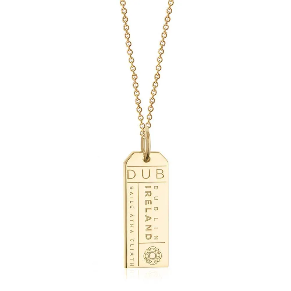 Dublin Ireland DUB Luggage Tag Charm Gold