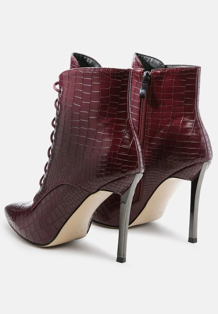 Escala Croc Stiletto Ankle Boots By Ruw