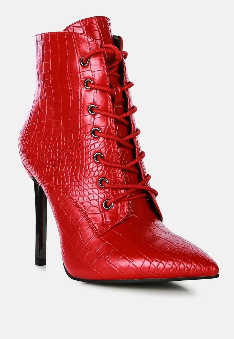 Escala Croc Stiletto Ankle Boots By Ruw